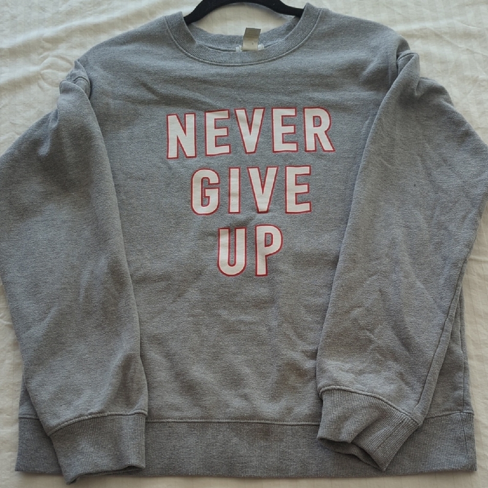 Forever 21 Gray Crewneck Sweater with Motivational Text